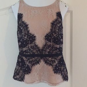 Black and nude lace top